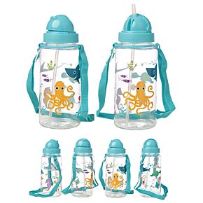 Meerestiere Kinder Wasserflasche mit Strohhalm450ml