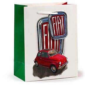 Fiat 500 Retro Rot & Weiß Geschenktasche (M)