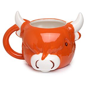 Highland Coo Kuh geformte Tasse aus Dolomit-Keramik