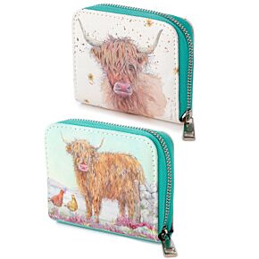 Jan Pashley Highland Coo Kuh Portemonnaie mit Reißverschluss - klein