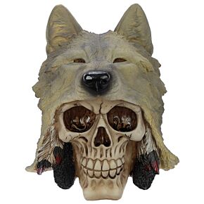 Totenkopf mit Wolfskopf Deko