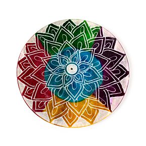 Chakra Lotus-Gravur Räucherstäbchenhalter rund aus Speckstein