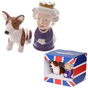 Queen und Corgi Salz- und Pfefferstreuer Set