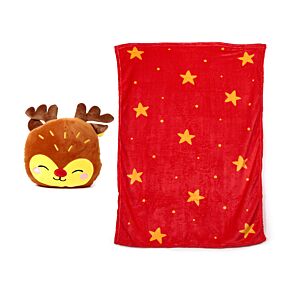 Blankeazzz Weihnachten Festive Friends Rudolph 2-in-1 Plüsch Reisekissen & Decke